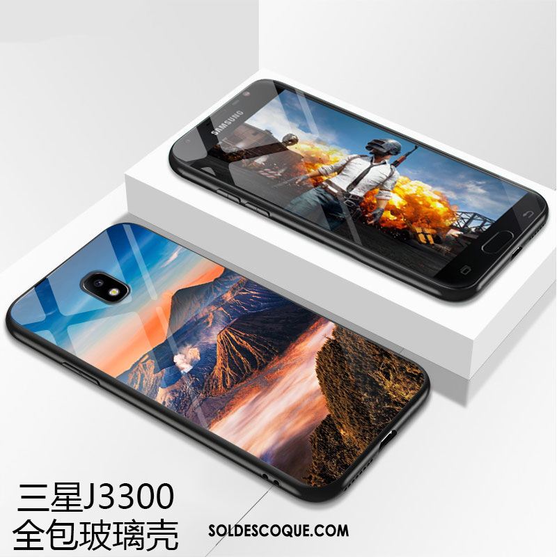 Coque Samsung Galaxy J3 2017 Étoile Verre Téléphone Portable Étui Bleu Soldes