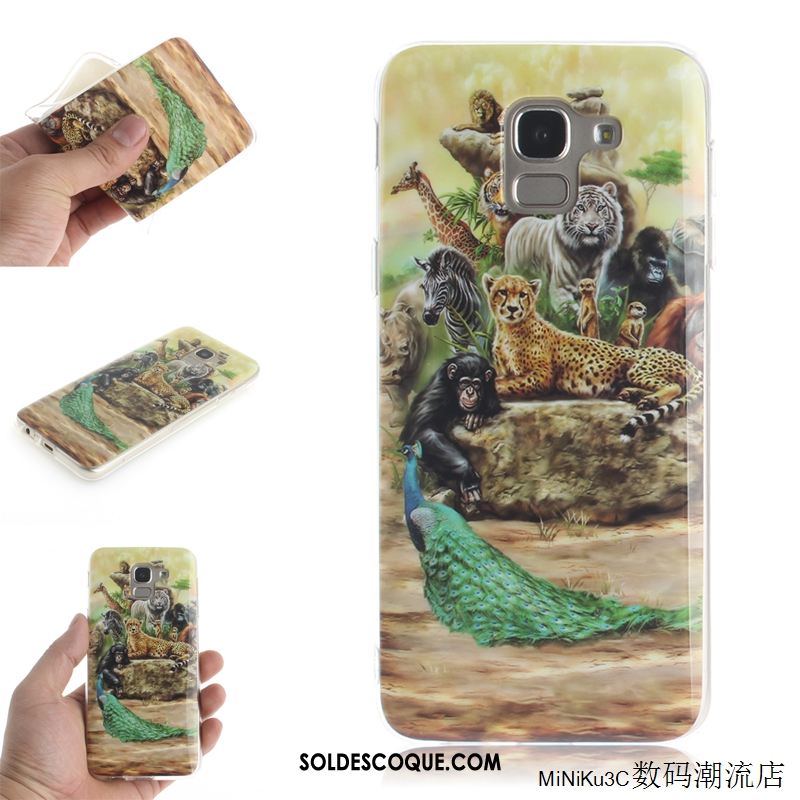 Coque Samsung Galaxy J6 Europe Étoile Silicone Dessin Animé Vert Pas Cher