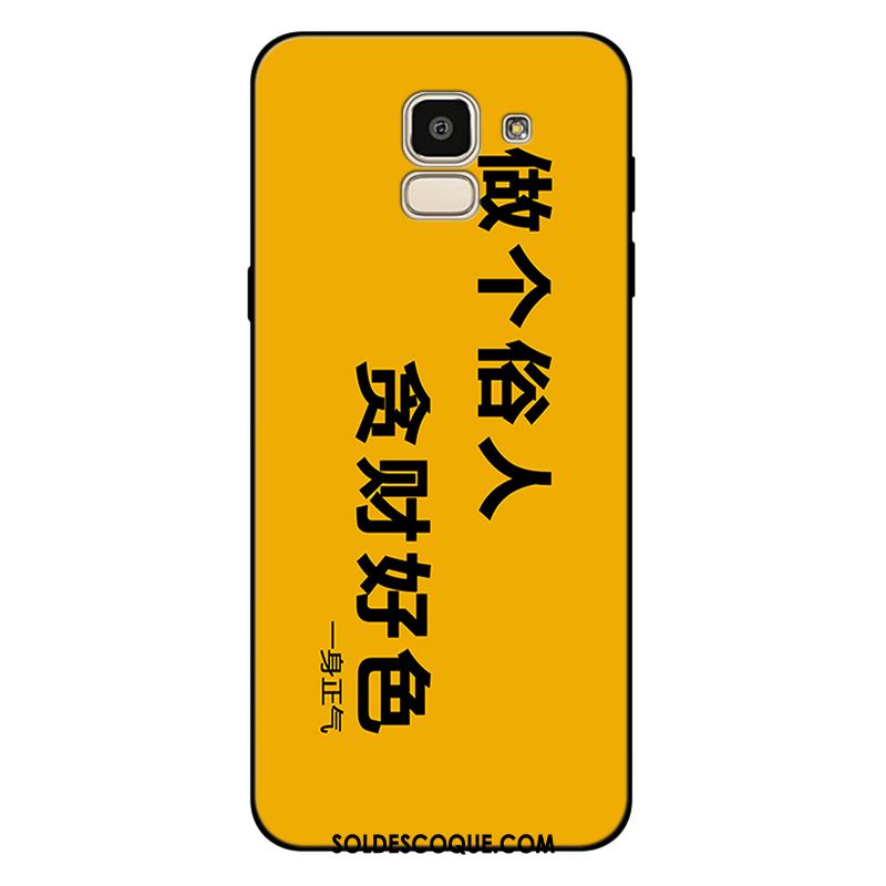 Coque Samsung Galaxy J6 Téléphone Portable Délavé En Daim Jaune Tendance Étoile Pas Cher