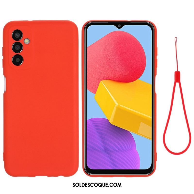 Coque Samsung Galaxy M13 Silicone Liquide avec Lanière