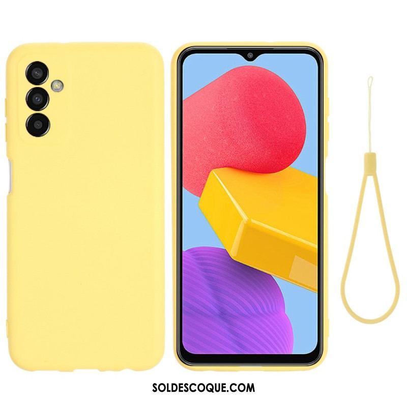 Coque Samsung Galaxy M13 Silicone Liquide avec Lanière