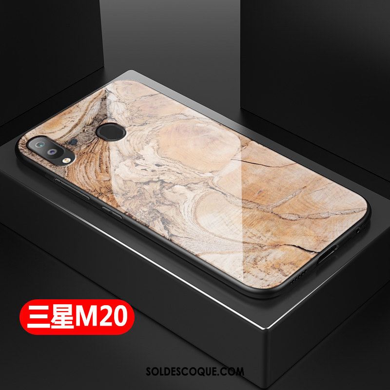 Coque Samsung Galaxy M20 Tout Compris Silicone Grain De Bois Verre Fluide Doux Soldes