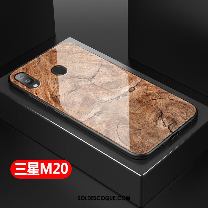 Coque Samsung Galaxy M20 Tout Compris Silicone Grain De Bois Verre Fluide Doux Soldes