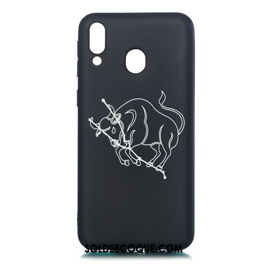 Coque Samsung Galaxy M20 Très Mince Noir Fluide Doux Étoile Étui Pas Cher