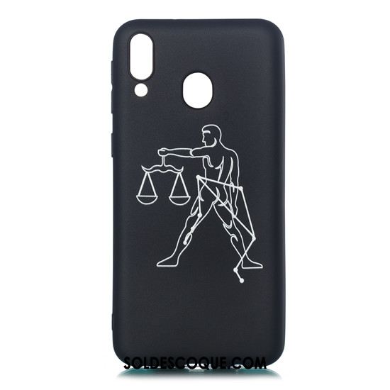 Coque Samsung Galaxy M20 Très Mince Noir Fluide Doux Étoile Étui Pas Cher