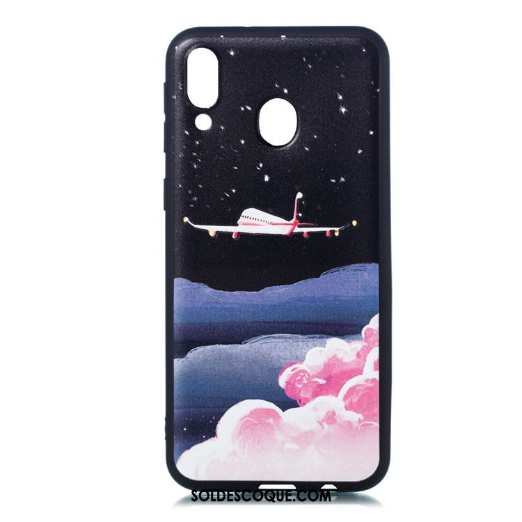 Coque Samsung Galaxy M20 Très Mince Noir Fluide Doux Étoile Étui Pas Cher