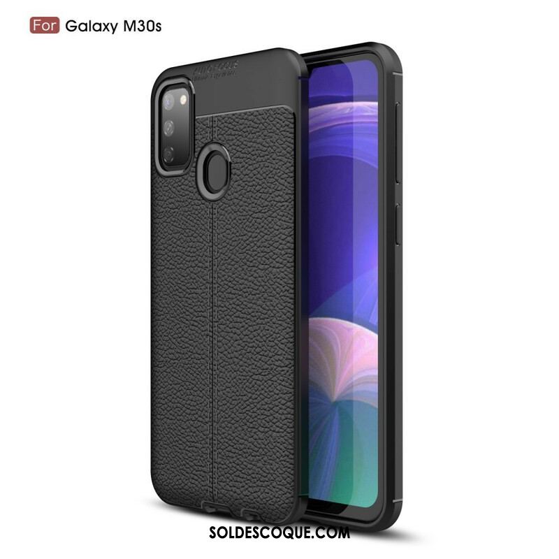 Coque Samsung Galaxy M21 Effet Cuir Litchi Double Line