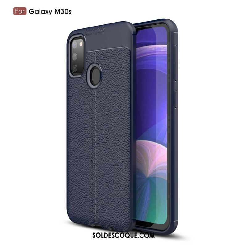 Coque Samsung Galaxy M21 Effet Cuir Litchi Double Line