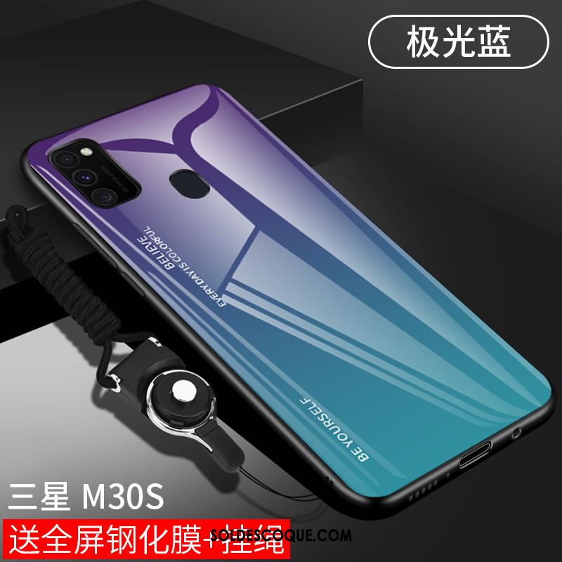 Coque Samsung Galaxy M30s Incassable Miroir Rouge Verre Étui En Vente