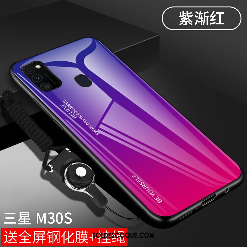 Coque Samsung Galaxy M30s Incassable Miroir Rouge Verre Étui En Vente