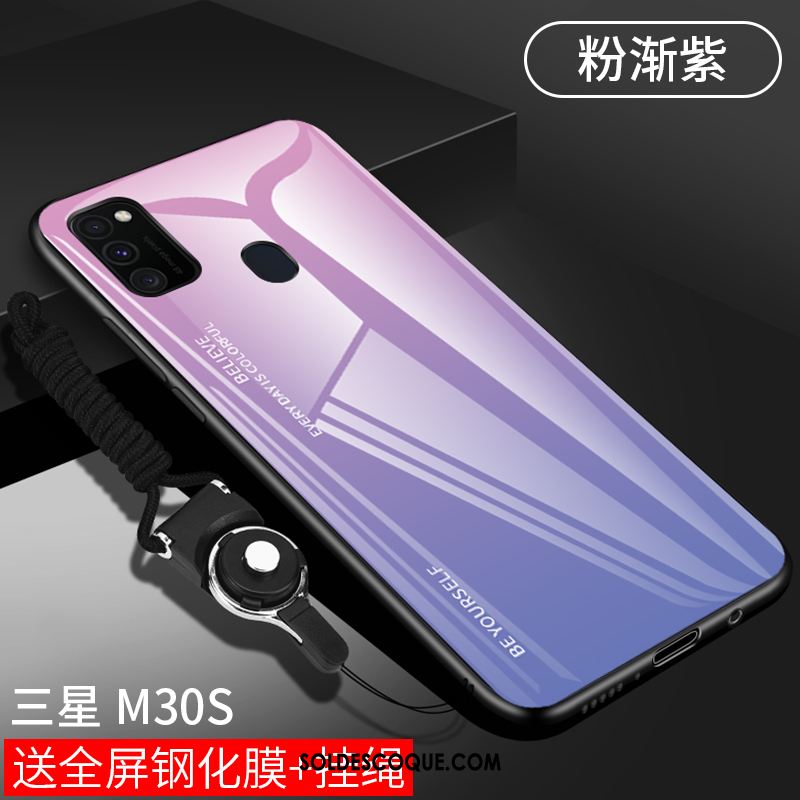 Coque Samsung Galaxy M30s Incassable Miroir Rouge Verre Étui En Vente