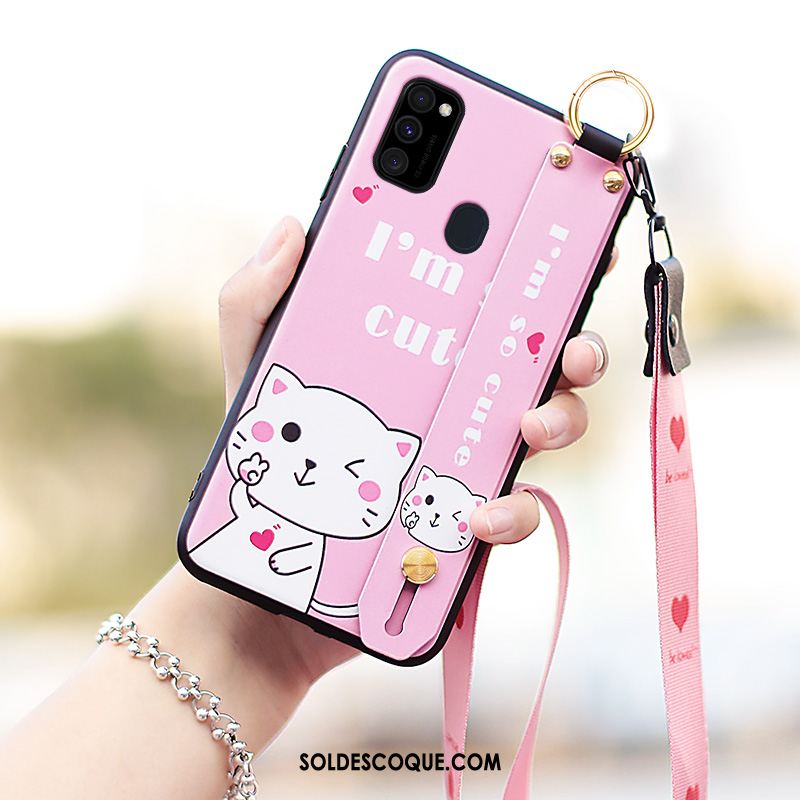 Coque Samsung Galaxy M30s Ornements Suspendus Cou Suspendu Fluide Doux Incassable Délavé En Daim En Vente