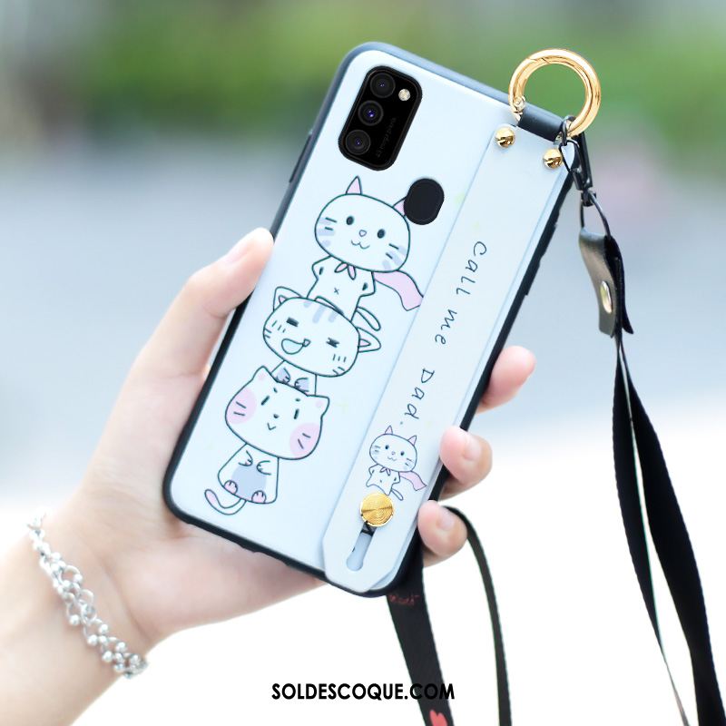 Coque Samsung Galaxy M30s Ornements Suspendus Cou Suspendu Fluide Doux Incassable Délavé En Daim En Vente