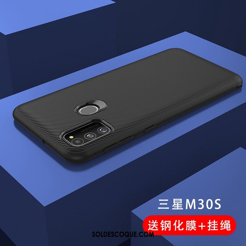 Coque Samsung Galaxy M30s Tempérer Incassable Étoile Silicone Noir En Vente