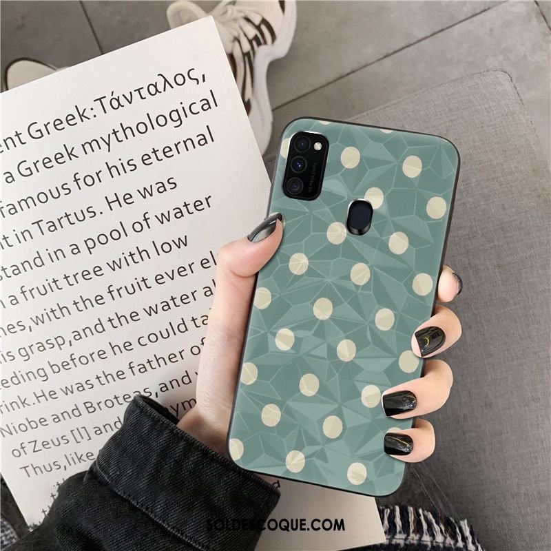 Coque Samsung Galaxy M30s Étoile Losange Modèle Fleurie Vert Téléphone Portable Housse France