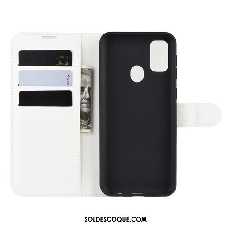 Coque Samsung Galaxy M30s Étui En Cuir Noir Protection Étoile Portefeuille Pas Cher