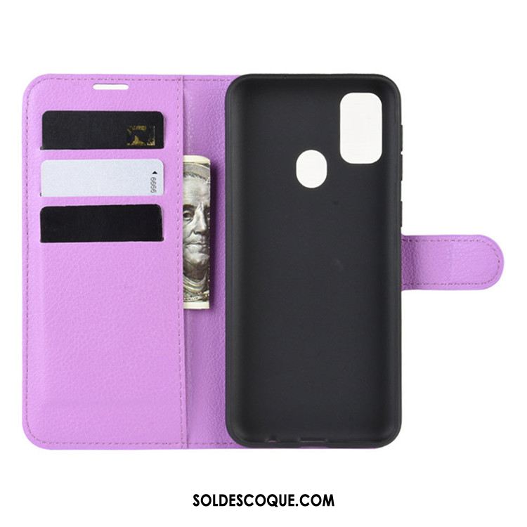 Coque Samsung Galaxy M30s Étui En Cuir Noir Protection Étoile Portefeuille Pas Cher