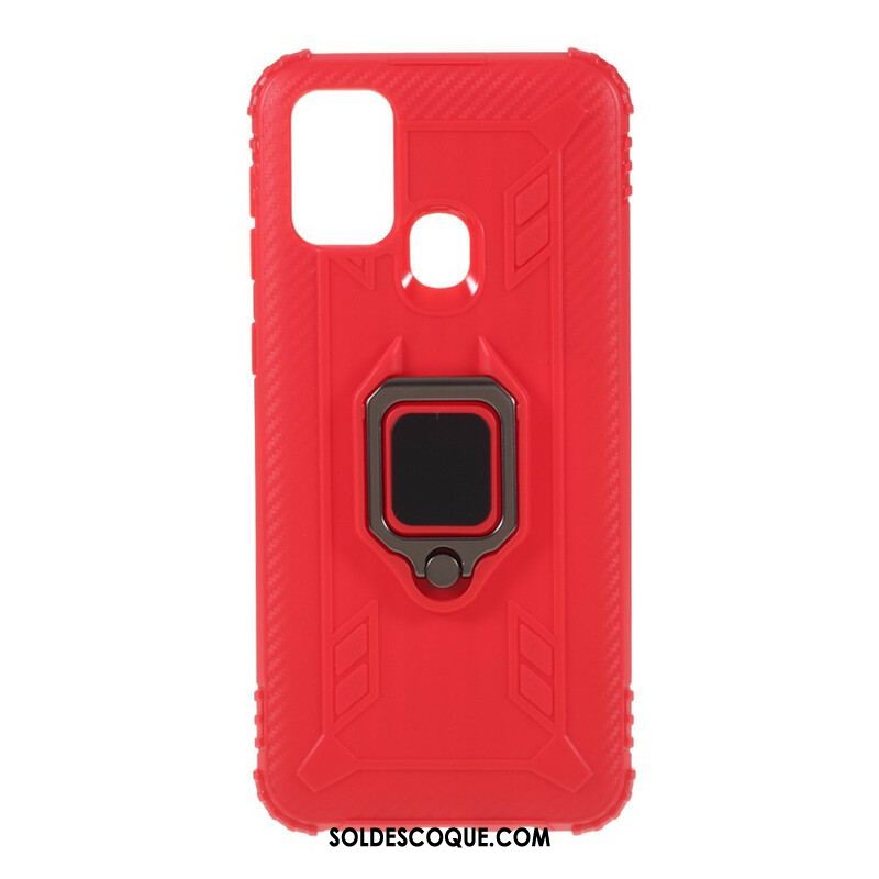 Coque Samsung Galaxy M31 Ring et Fibre Carbone