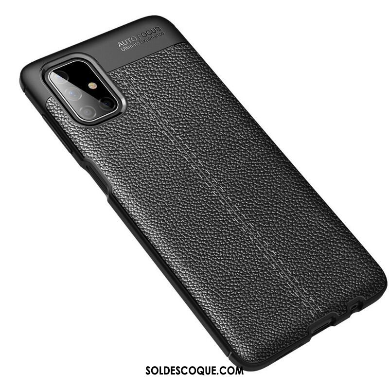 Coque Samsung Galaxy M51 Effet Cuir Litchi Double Line