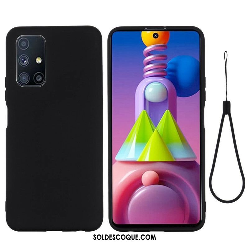 Coque Samsung Galaxy M51 Silicone Liquide avec Lanière