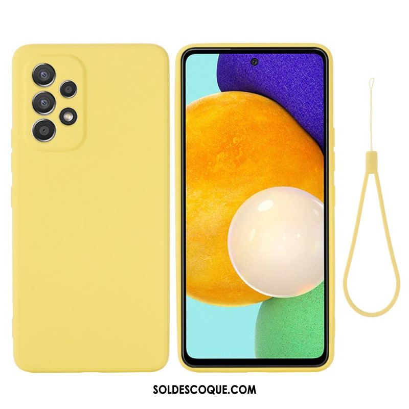 Coque Samsung Galaxy M53 5G Silicone Liquide avec Lanière