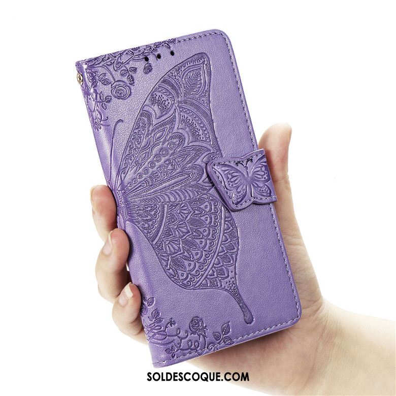 Coque Samsung Galaxy Note 10+ Fleur Téléphone Portable Incassable Étui En Cuir Bleu Pas Cher