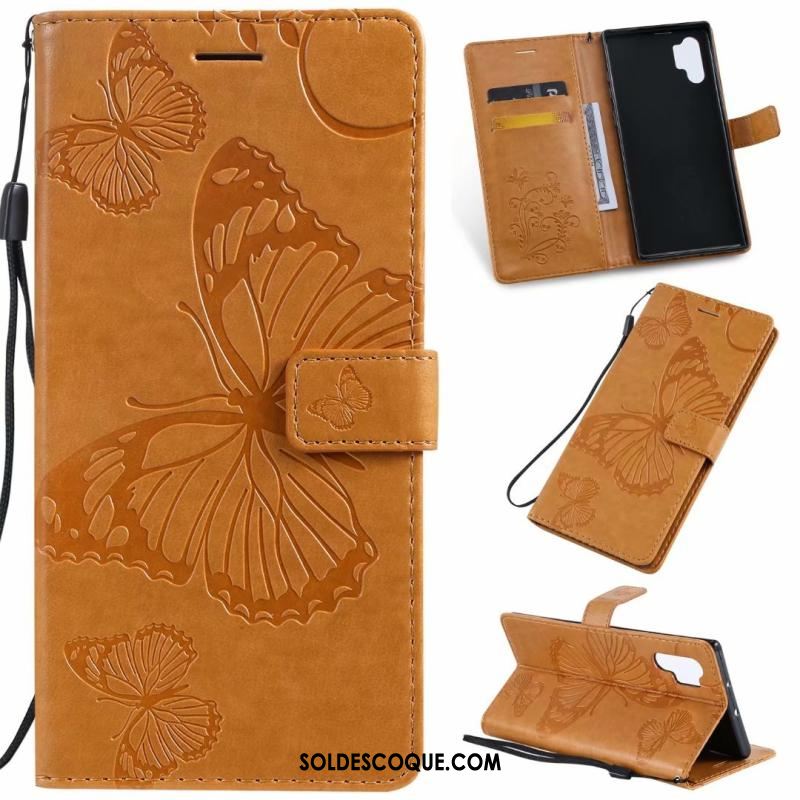 Coque Samsung Galaxy Note 10+ Fluide Doux Étoile Étui En Cuir Orange Téléphone Portable Pas Cher