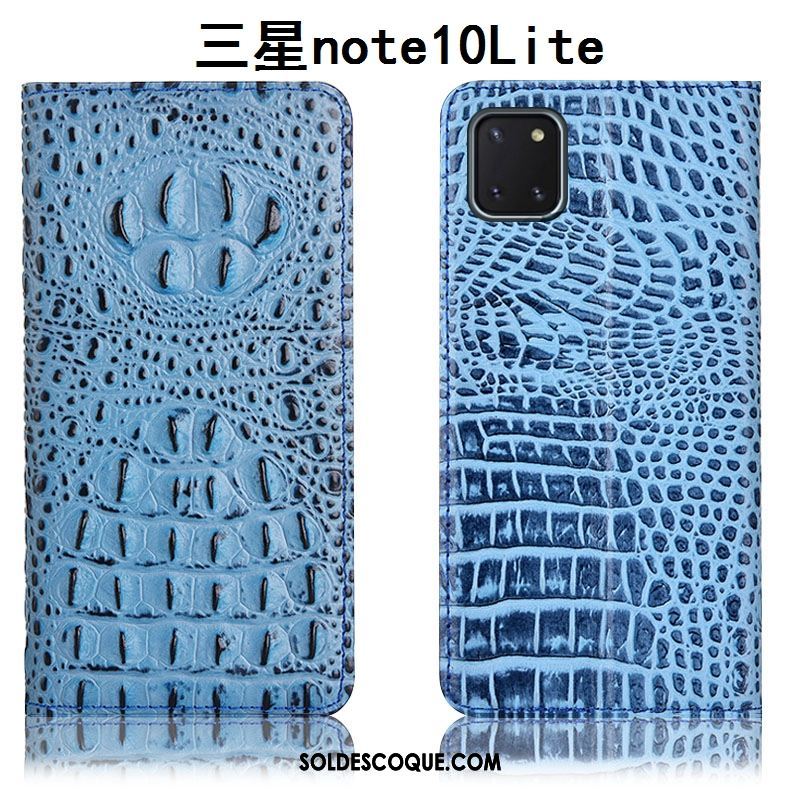 Coque Samsung Galaxy Note 10 Lite Crocodile Protection Étui En Cuir Noir Tout Compris Soldes