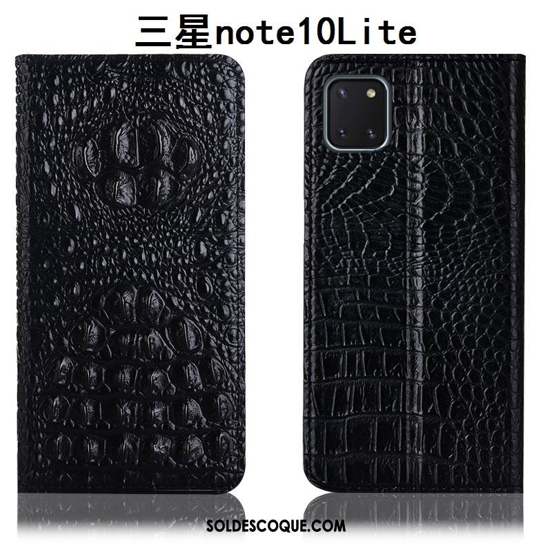 Coque Samsung Galaxy Note 10 Lite Crocodile Protection Étui En Cuir Noir Tout Compris Soldes