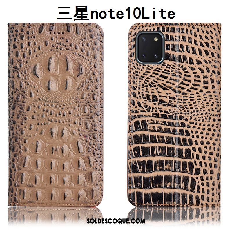 Coque Samsung Galaxy Note 10 Lite Crocodile Protection Étui En Cuir Noir Tout Compris Soldes