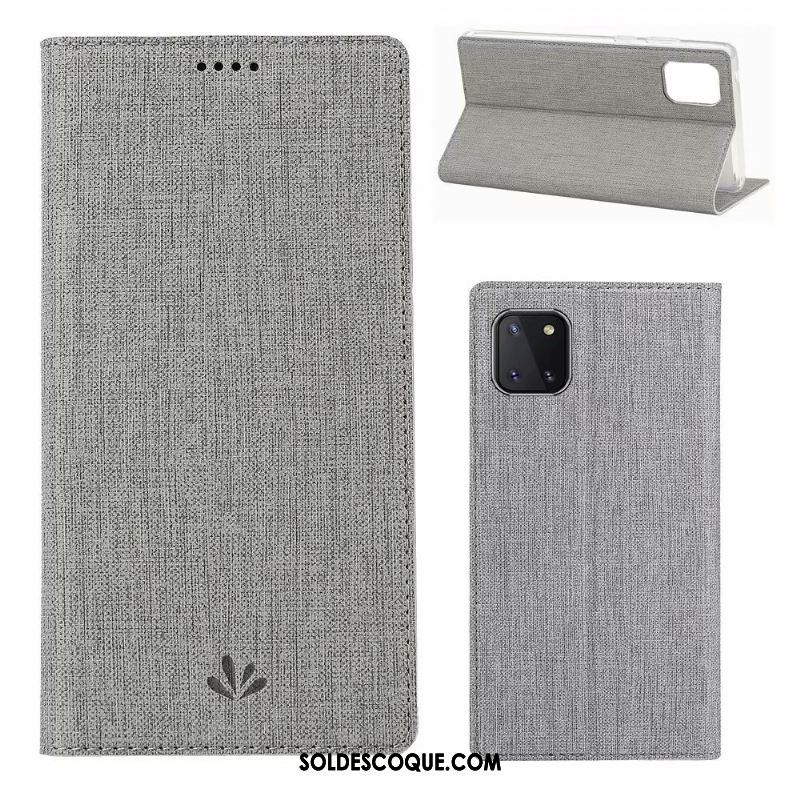 Coque Samsung Galaxy Note 10 Lite Gris Protection Modèle Fleurie Tissu Étoile France