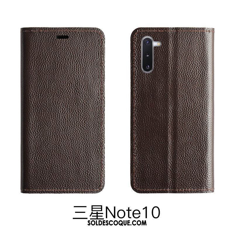 Coque Samsung Galaxy Note 10 Lite Rouge Litchi Étui En Cuir Modèle Fleurie Cuir Véritable En Vente