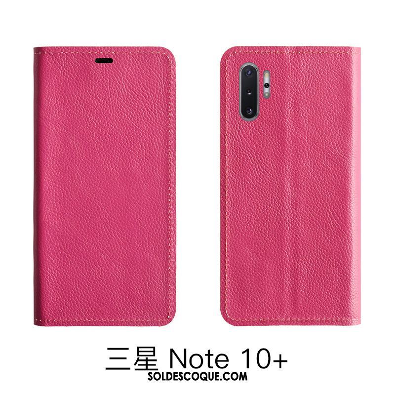 Coque Samsung Galaxy Note 10 Lite Rouge Litchi Étui En Cuir Modèle Fleurie Cuir Véritable En Vente