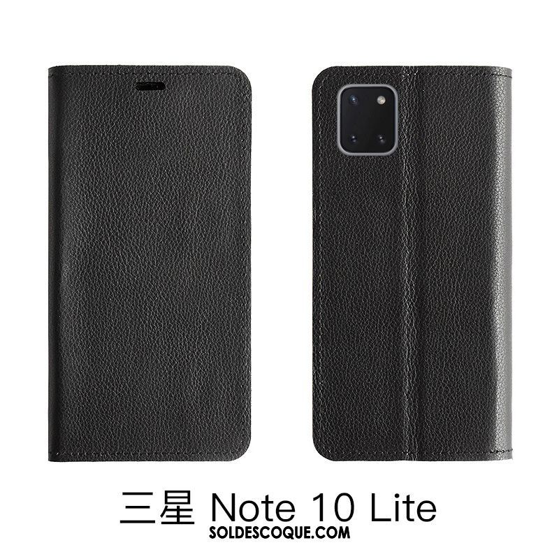 Coque Samsung Galaxy Note 10 Lite Rouge Litchi Étui En Cuir Modèle Fleurie Cuir Véritable En Vente