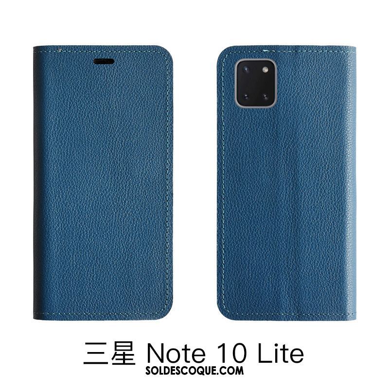 Coque Samsung Galaxy Note 10 Lite Rouge Litchi Étui En Cuir Modèle Fleurie Cuir Véritable En Vente