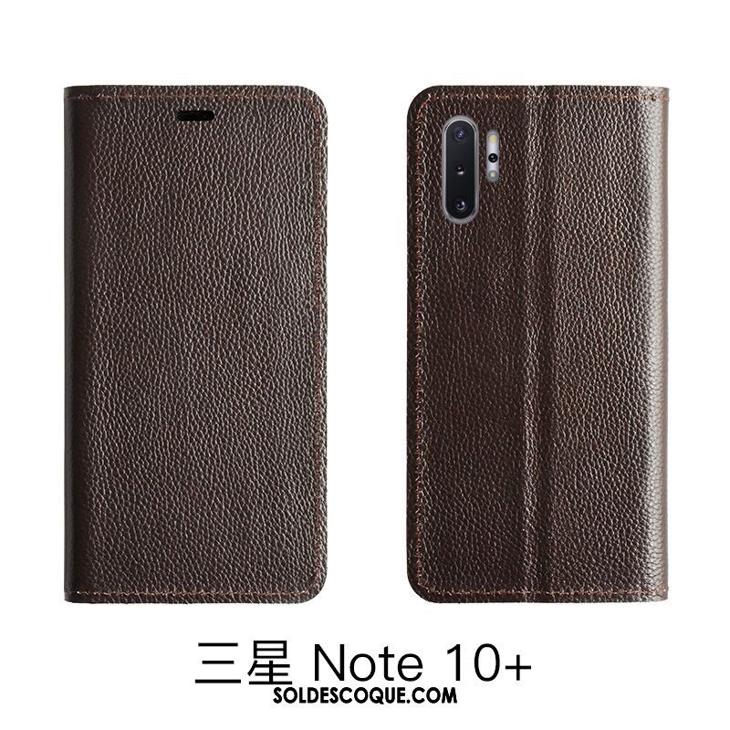 Coque Samsung Galaxy Note 10 Lite Rouge Litchi Étui En Cuir Modèle Fleurie Cuir Véritable En Vente