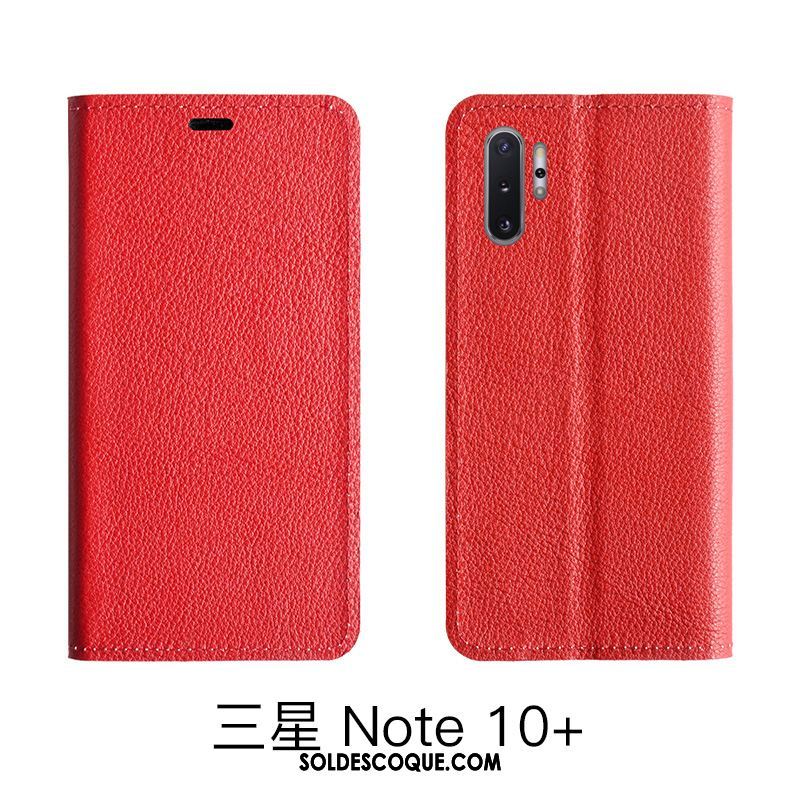 Coque Samsung Galaxy Note 10 Lite Rouge Litchi Étui En Cuir Modèle Fleurie Cuir Véritable En Vente