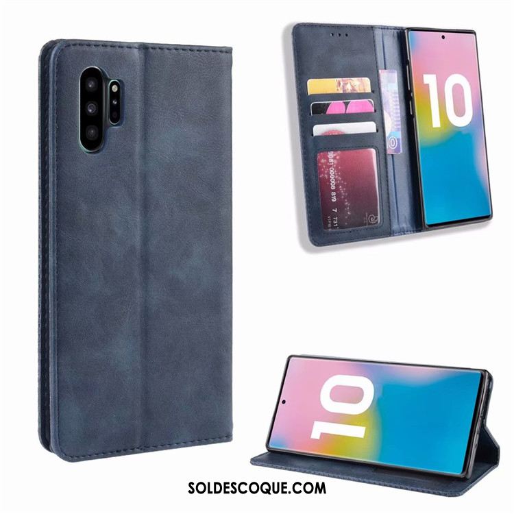 Coque Samsung Galaxy Note 10+ Noir Business Vintage Protection Incassable Pas Cher