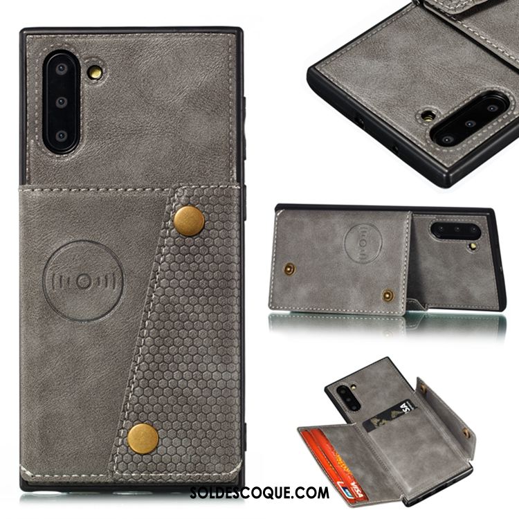 Coque Samsung Galaxy Note 10 Noir Magnétisme Téléphone Portable Étui Carte Pas Cher