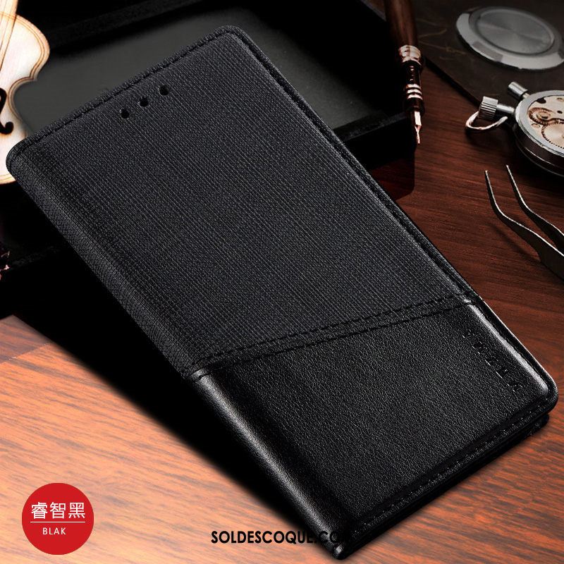 Coque Samsung Galaxy Note 10+ Noir Téléphone Portable Clamshell Tissu Modèle Fleurie Pas Cher