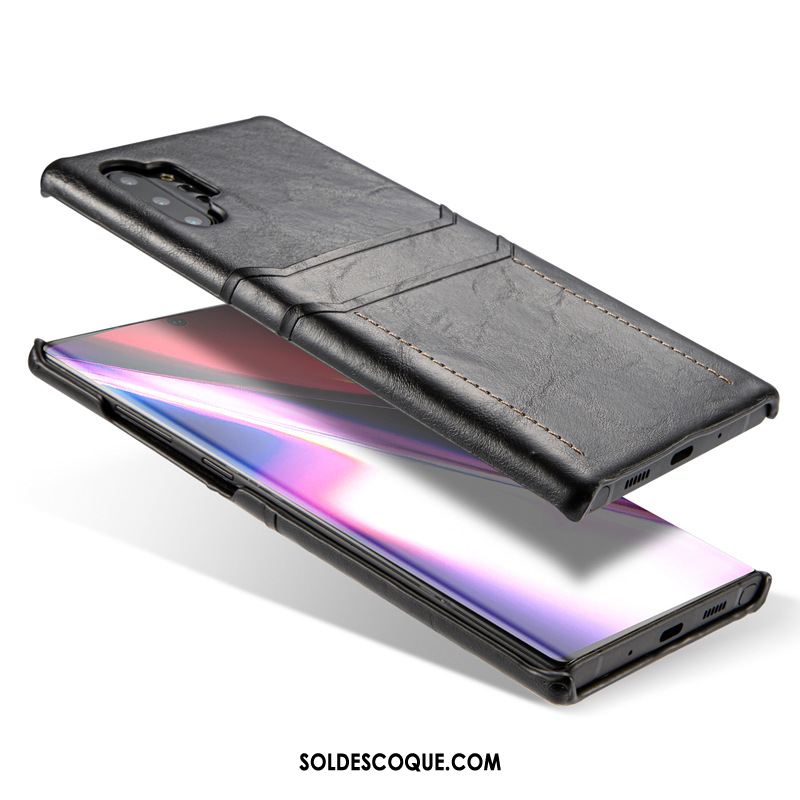 Coque Samsung Galaxy Note 10+ Noir Étui En Cuir Protection Étoile Téléphone Portable Pas Cher