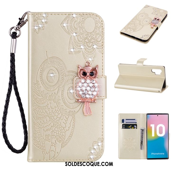 Coque Samsung Galaxy Note 10+ Or Étoile Étui En Cuir Téléphone Portable En Vente