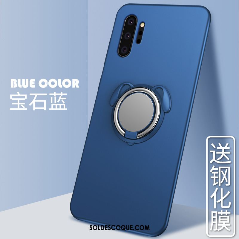 Coque Samsung Galaxy Note 10+ Support Anneau À Bord Bleu Incassable Pas Cher