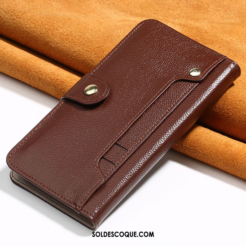 Coque Samsung Galaxy Note 10+ Étui En Cuir Portefeuille Incassable Marron Pochette Soldes