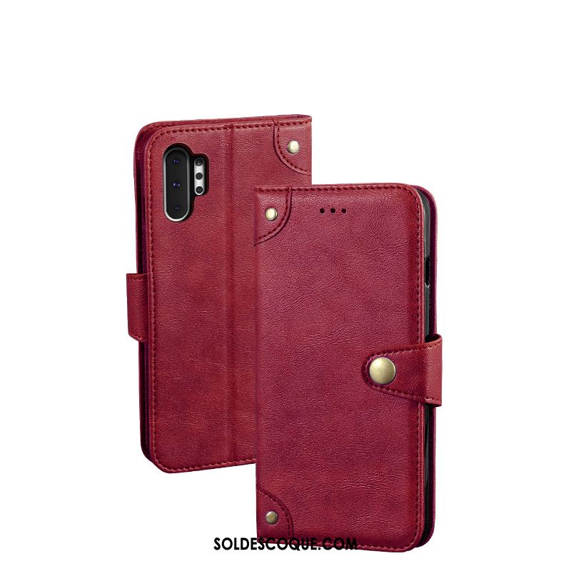 Coque Samsung Galaxy Note 10+ Étui En Cuir Téléphone Portable Bleu Vintage Protection Pas Cher