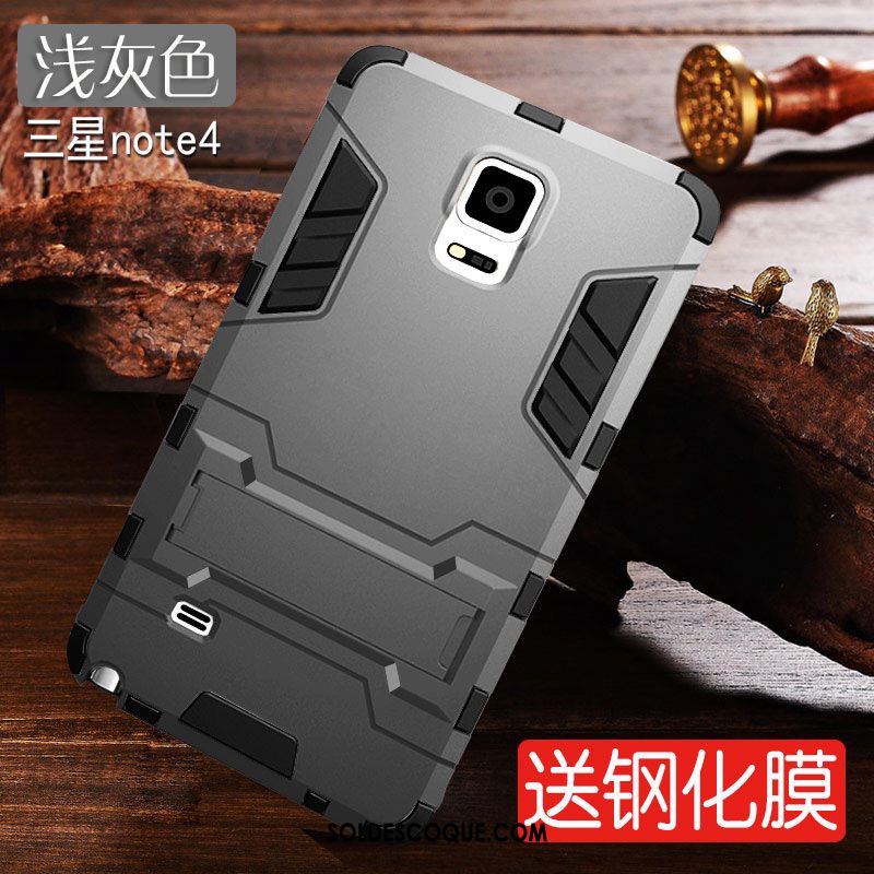 Coque Samsung Galaxy Note 4 Gris Tout Compris Silicone Incassable Difficile Pas Cher