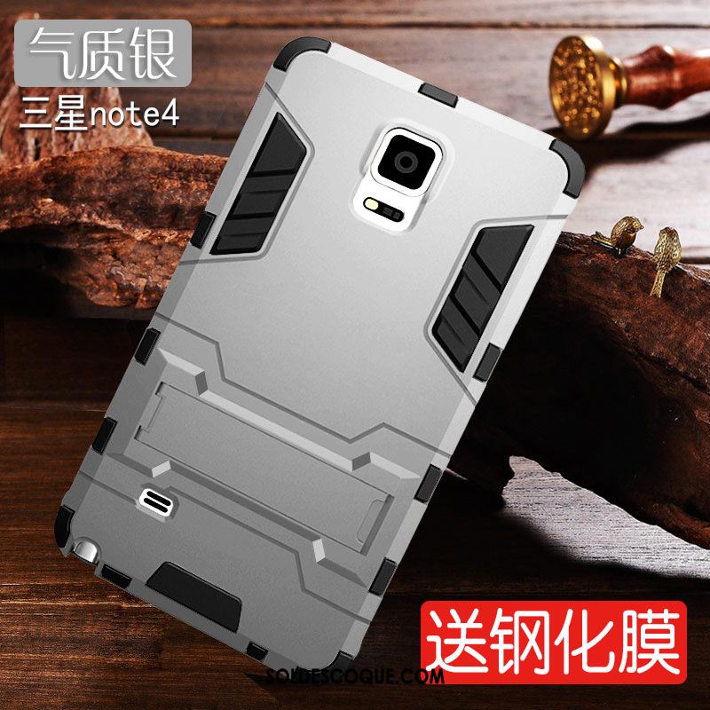 Coque Samsung Galaxy Note 4 Gris Tout Compris Silicone Incassable Difficile Pas Cher