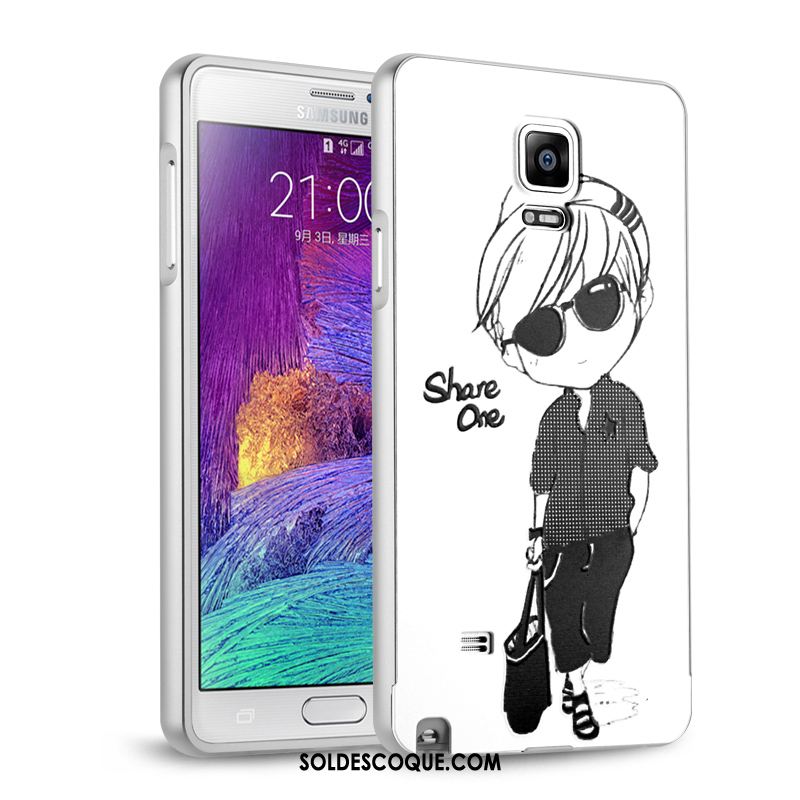 Coque Samsung Galaxy Note 4 Noir Étui Métal Border Tendance Pas Cher