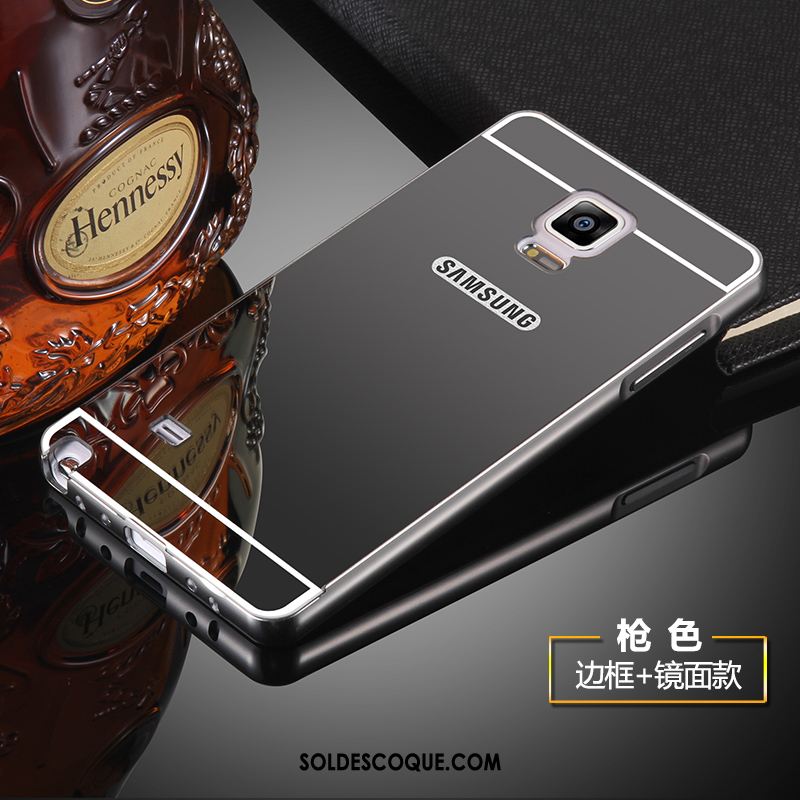 Coque Samsung Galaxy Note 4 Noir Étui Métal Border Tendance Pas Cher