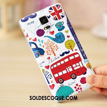 Coque Samsung Galaxy Note 4 Peinture Gaufrage Très Mince Étui Bleu Pas Cher